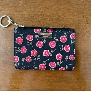 EUC Kate Spade Rose Zip Pouch with Gold Accents